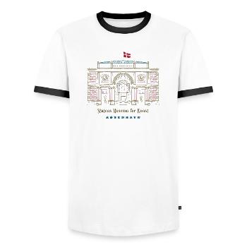 Copenhagen, SMK Art Museum, Drawing Denmark - Men's Ringer Shirt - white/black - Front - AI Model Female 172 light (172cm) & AI Model Male 178 dark (178cm)