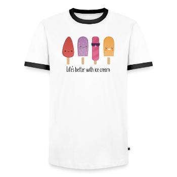 Lifes better with cream - Männer Kontrast-T-Shirt - Weiß/Schwarz - Vorne - AI Model Female 172 light (172cm) & AI Model Male 178 dark (178cm)