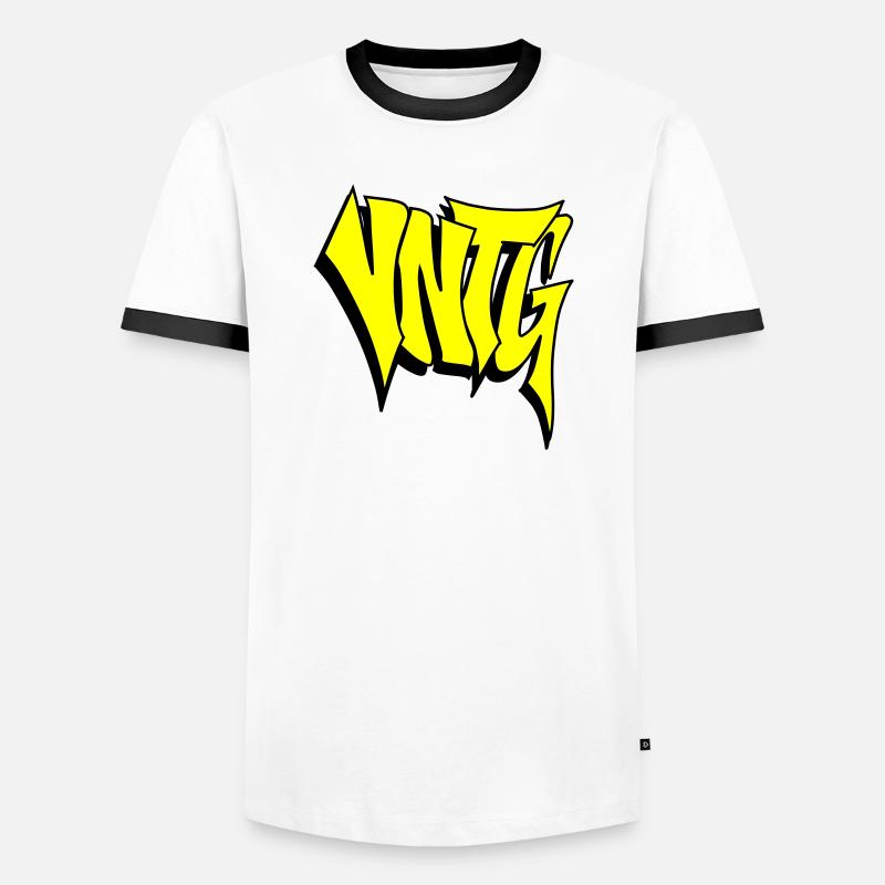 VNTG - Männer Kontrast-T-Shirt - Weiß/Schwarz