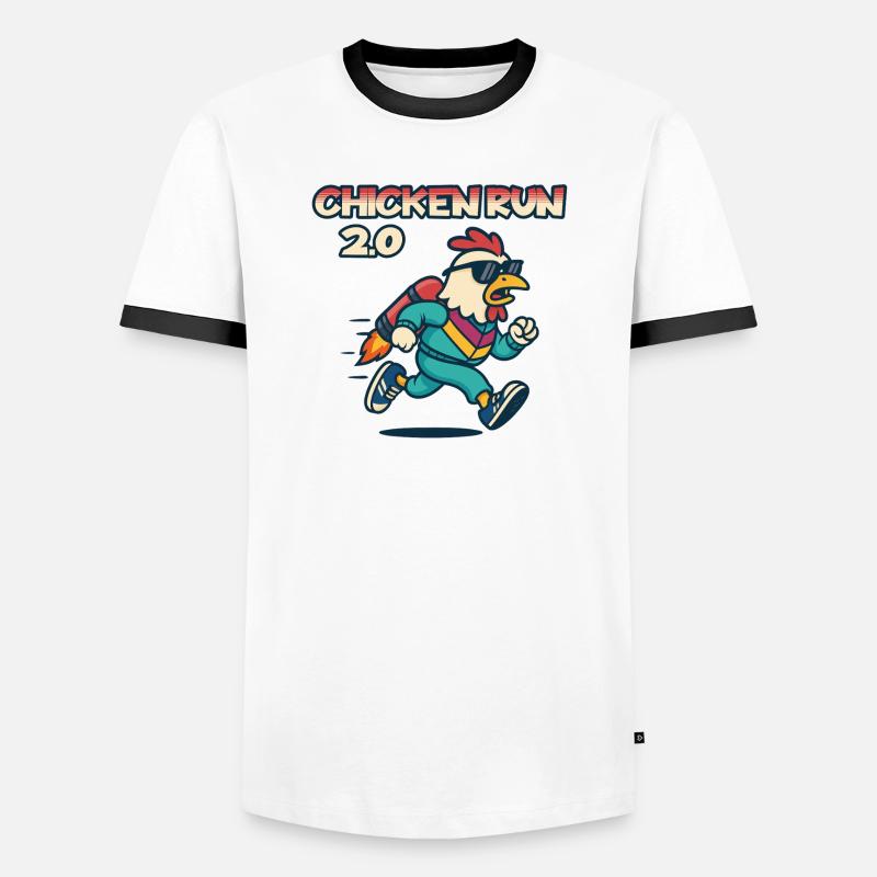 Chicken Run 2.0 Abenteuer-Tee - Männer Kontrast-T-Shirt - Weiß/Schwarz