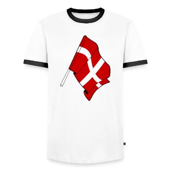 Savoie, France – Drapeau régional en toute simplicité - T-shirt contrasté Homme - blanc/noir - Devant - AI Model Female 172 light (172cm) & AI Model Male 178 dark (178cm)