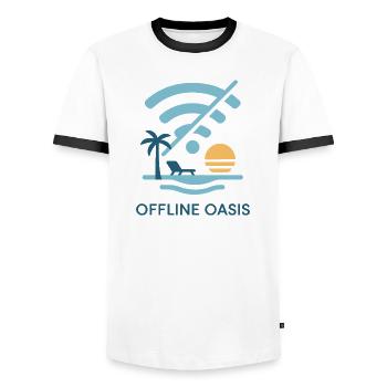 Offline - Men's Ringer Shirt - white/black - Front - AI Model Female 172 light (172cm) & AI Model Male 178 dark (178cm)