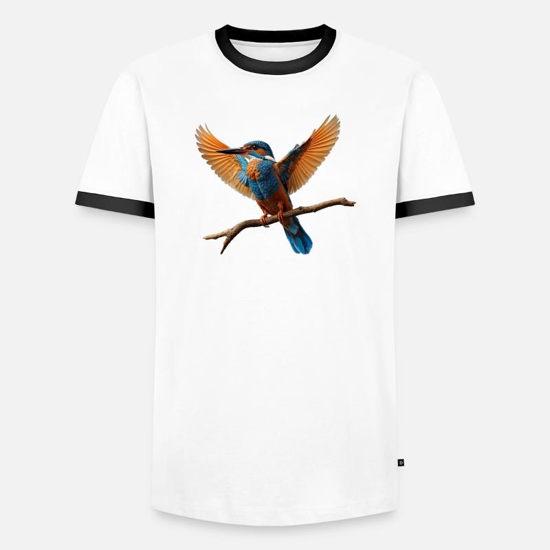 Lebhafter Eisvogel im Flug - Männer Kontrast-T-Shirt - Weiß/Schwarz