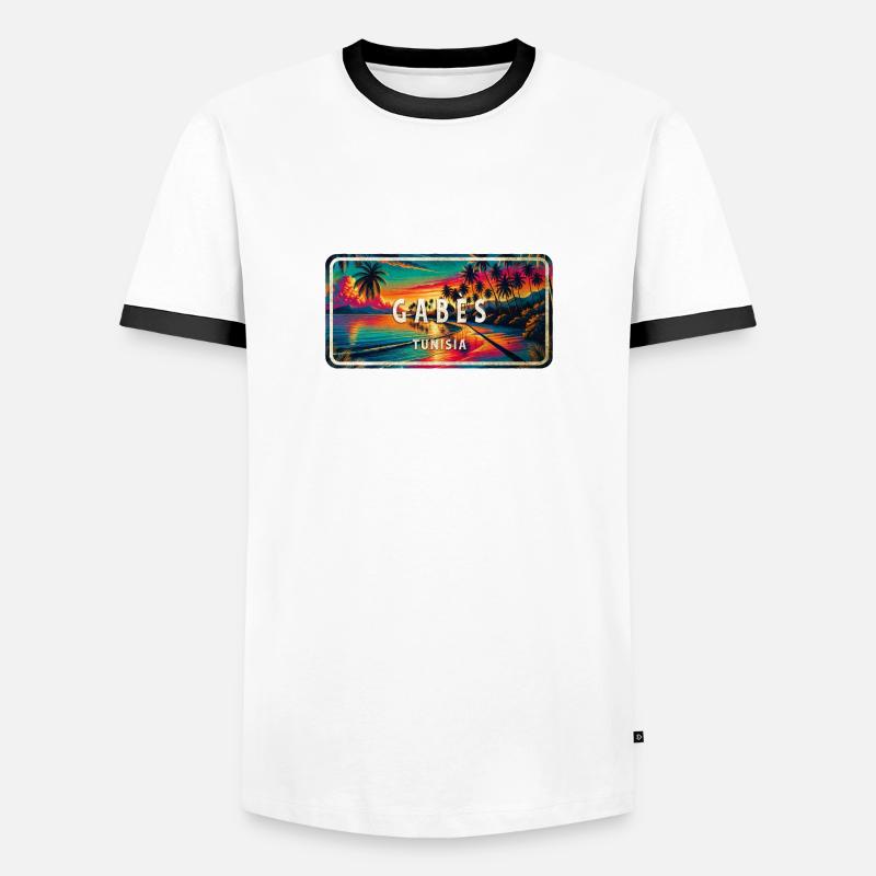 Gabès Sunset Design - Men's Ringer Shirt - white/black