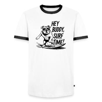 Surfing, Surfing - Men's Ringer Shirt - white/black - Front - AI Model Female 172 light (172cm) & AI Model Male 178 dark (178cm)