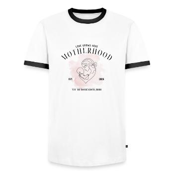 Motherhood EST 2026 – You're Doing Good Mom - Men's Ringer Shirt - white/black - Front - AI Model Female 172 light (172cm) & AI Model Male 178 dark (178cm)