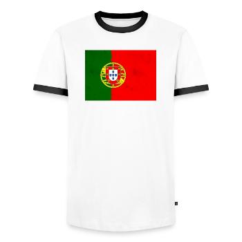 Drapeau du Portugal - T-shirt contrasté Homme - blanc/noir - Devant - AI Model Female 172 light (172cm) & AI Model Male 178 dark (178cm)