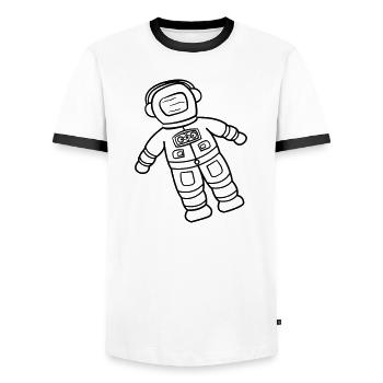 Astronaut Spaceman Doodle Space Explorer Drawn - Men's Ringer Shirt - white/black - Front - AI Model Female 172 light (172cm) & AI Model Male 178 dark (178cm)
