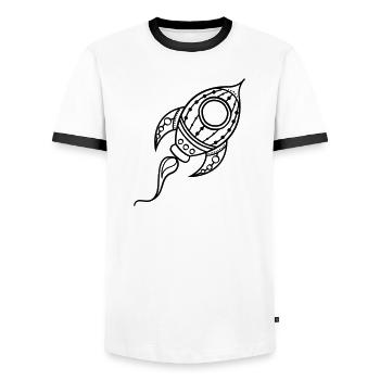 Fusée Doodle Voyage dans l’espace - T-shirt contrasté Homme - blanc/noir - Devant - AI Model Female 172 light (172cm) & AI Model Male 178 dark (178cm)