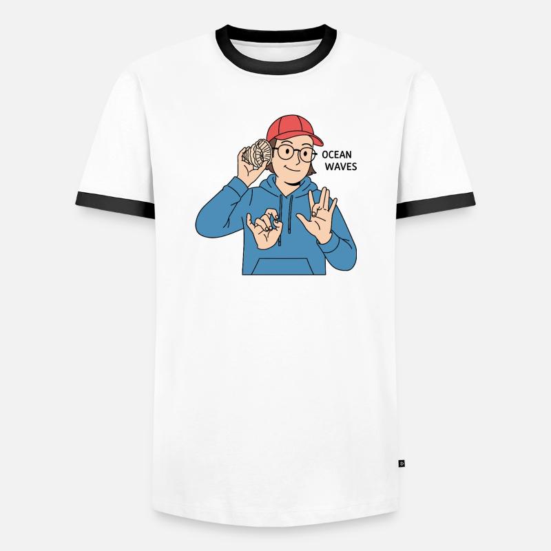 Gebärdensprache Ocean Waves - Männer Kontrast-T-Shirt - Weiß/Schwarz
