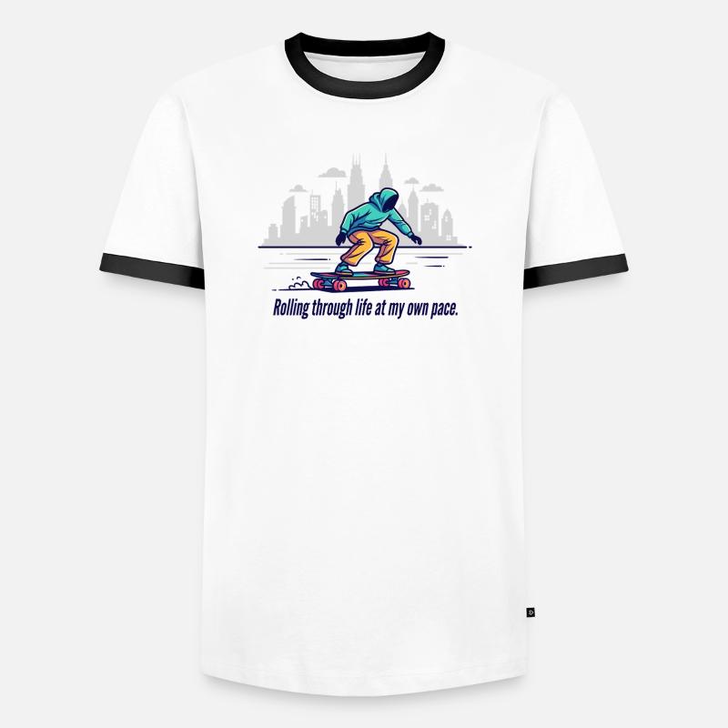 Rolling Through Life - Men's Ringer Shirt - white/black