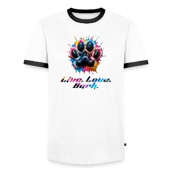 Patte colorée avec des émotions - T-shirt contrasté Homme - blanc/noir - Devant - AI Model Female 172 light (172cm) & AI Model Male 178 dark (178cm)