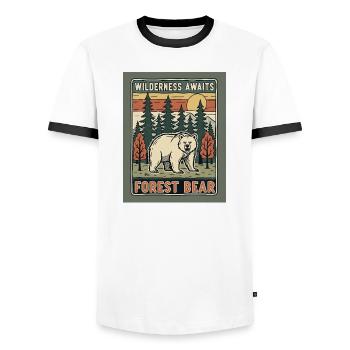 Motif d’ours chasseur de la nature sauvage - T-shirt contrasté Homme - blanc/noir - Devant - AI Model Female 172 light (172cm) & AI Model Male 178 dark (178cm)