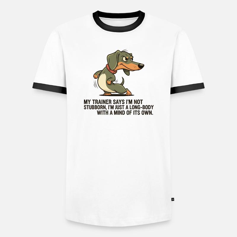 Langkörper mit eigenem Kopf - Männer Kontrast-T-Shirt - Weiß/Schwarz