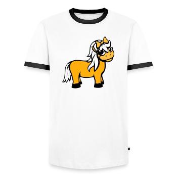 Horse Girl Female Cute Pretty Bow Woman - Men's Ringer Shirt - white/black - Front - AI Model Female 172 light (172cm) & AI Model Male 178 dark (178cm)