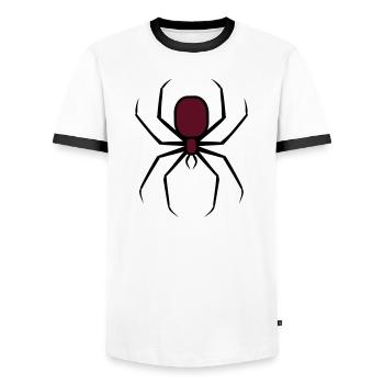 Spooky Halloween Creepy Goth Spider 3 - Men's Ringer Shirt - white/black - Front - AI Model Female 172 light (172cm) & AI Model Male 178 dark (178cm)