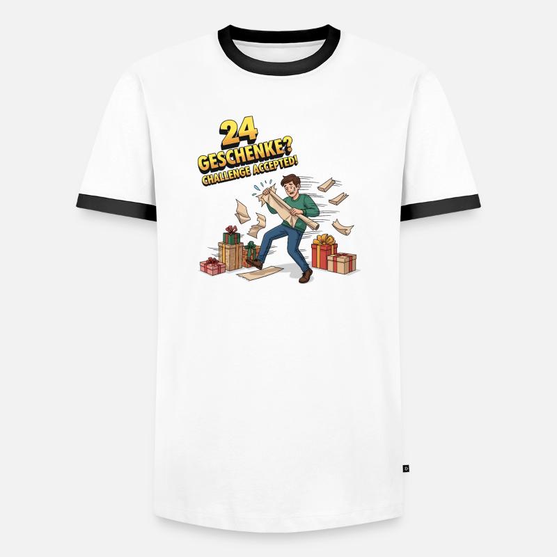 24 Geschenke? Challenge Accepted ! - Männer Kontrast-T-Shirt - Weiß/Schwarz