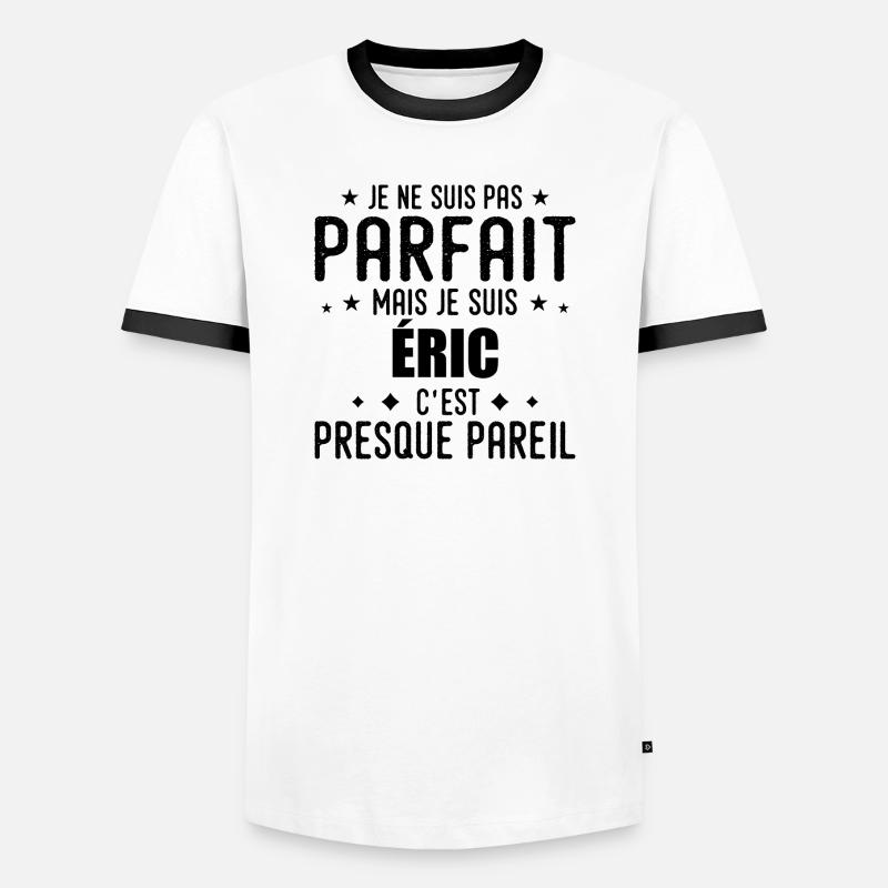 Eric: authentisch, unvollkommen, oberflächlich, perfekt - Männer Kontrast-T-Shirt - Weiß/Schwarz