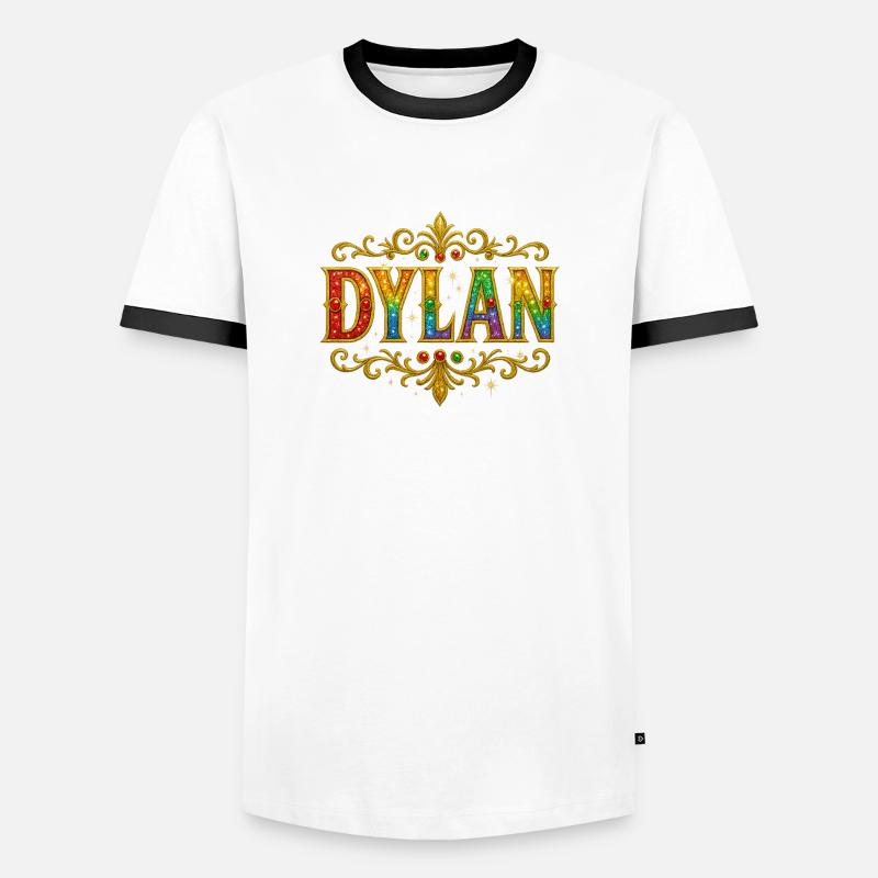 DYLAN Glitter Gold Sequins - Men's Ringer Shirt - white/black