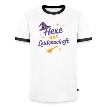 Hexe aus Leidenschaft - Männer Kontrast-T-Shirt - Weiß/Schwarz - Vorne - AI Model Female 172 light (172cm) & AI Model Male 178 dark (178cm)