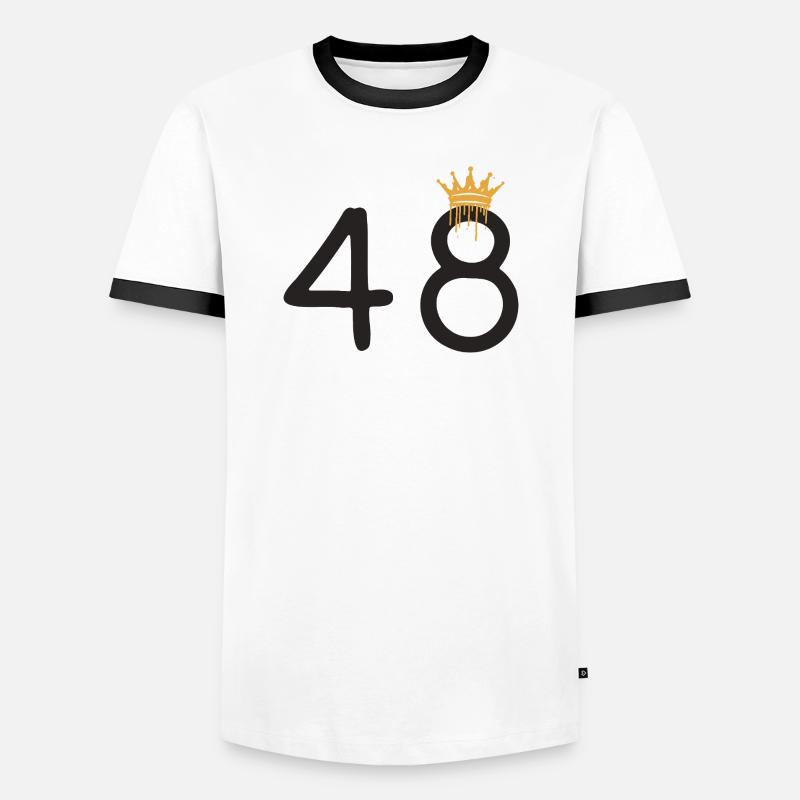 48 - Männer Kontrast-T-Shirt - Weiß/Schwarz