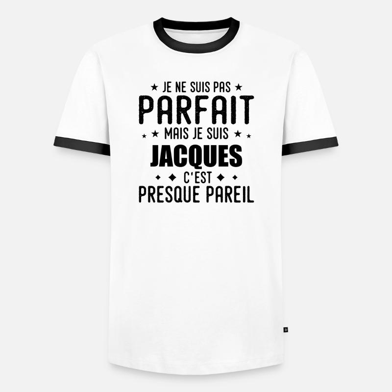 Jacques: authentisch, unvollkommen, oberflächlich, perfekt - Männer Kontrast-T-Shirt - Weiß/Schwarz