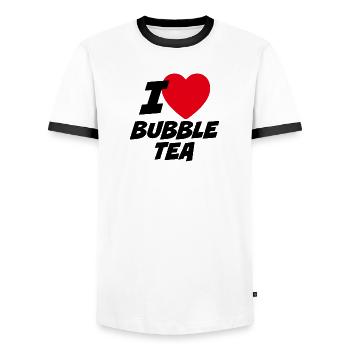 J'adore le thé aux perles - T-shirt contrasté Homme - blanc/noir - Devant - AI Model Female 172 light (172cm) & AI Model Male 178 dark (178cm)