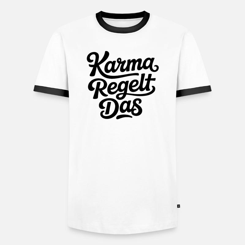 Karma regulates this - Men's Ringer Shirt - white/black