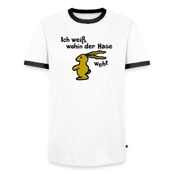 Wherever the hare blows - Men's Ringer Shirt - white/black - Front - AI Model Female 172 light (172cm) & AI Model Male 178 dark (178cm)