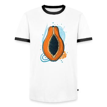 Papaya - Männer Kontrast-T-Shirt - Weiß/Schwarz - Vorne - AI Model Female 172 light (172cm) & AI Model Male 178 dark (178cm)