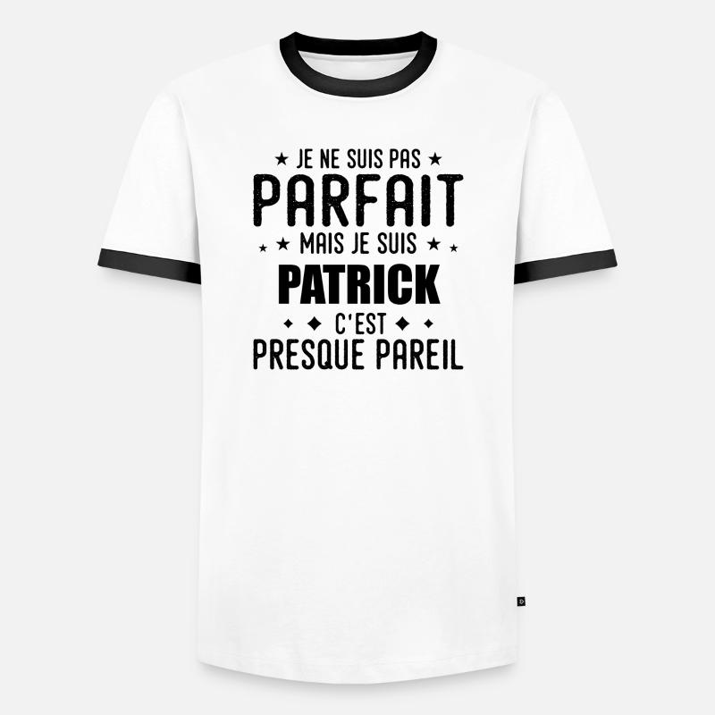 Patrick: authentisch, unvollkommen, oben, perfekt - Männer Kontrast-T-Shirt - Weiß/Schwarz