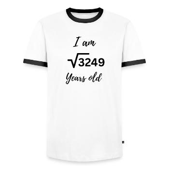√3249 – 57 and smarter than ever - Men's Ringer Shirt - white/black - Front - AI Model Female 172 light (172cm) & AI Model Male 178 dark (178cm)