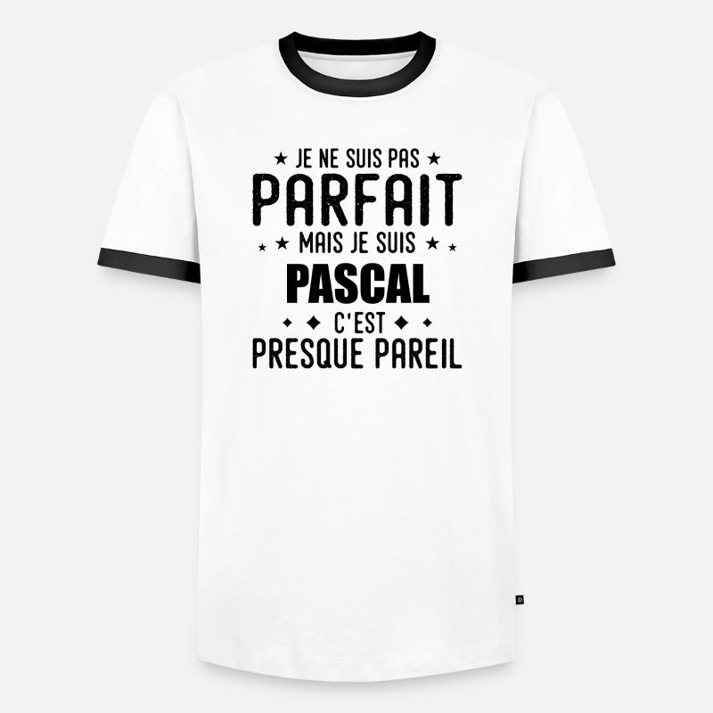 Pascal: authentisch, unvollkommen, oberflächlich, perfekt - Männer Kontrast-T-Shirt - Weiß/Schwarz