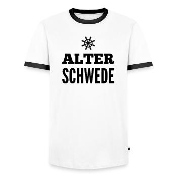 Alter Schwede Fun Design - Männer Kontrast-T-Shirt - Weiß/Schwarz - Vorne - AI Model Female 172 light (172cm) & AI Model Male 178 dark (178cm)