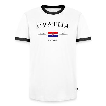 Opatija Kroatien – Urlaub Souvenir & Geschenk - Männer Kontrast-T-Shirt - Weiß/Schwarz - Vorne - AI Model Female 172 light (172cm) & AI Model Male 178 dark (178cm)