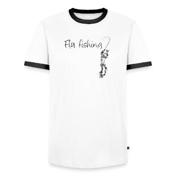 Fly fishing - Männer Kontrast-T-Shirt - Weiß/Schwarz - Vorne - AI Model Female 172 light (172cm) & AI Model Male 178 dark (178cm)