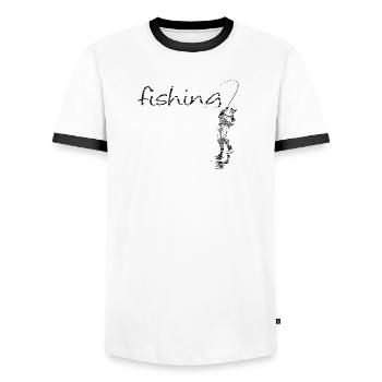 Fly fishing - Männer Kontrast-T-Shirt - Weiß/Schwarz - Vorne - AI Model Female 172 light (172cm) & AI Model Male 178 dark (178cm)