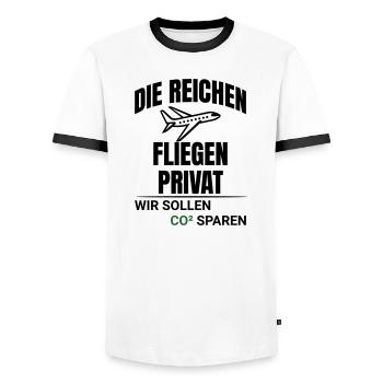 Abstract CO2 Climate Protection Design - Men's Ringer Shirt - white/black - Front - AI Model Female 172 light (172cm) & AI Model Male 178 dark (178cm)
