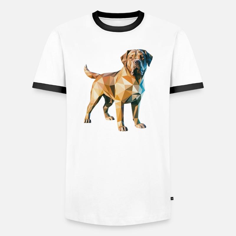 Brauner Hund - Cooles Low-Poly-Logo - Männer Kontrast-T-Shirt - Weiß/Schwarz