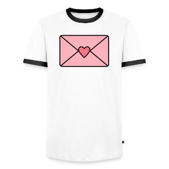 Liebesbrief mit Herz - Männer Kontrast-T-Shirt - Weiß/Schwarz - Vorne - AI Model Female 172 light (172cm) & AI Model Male 178 dark (178cm)