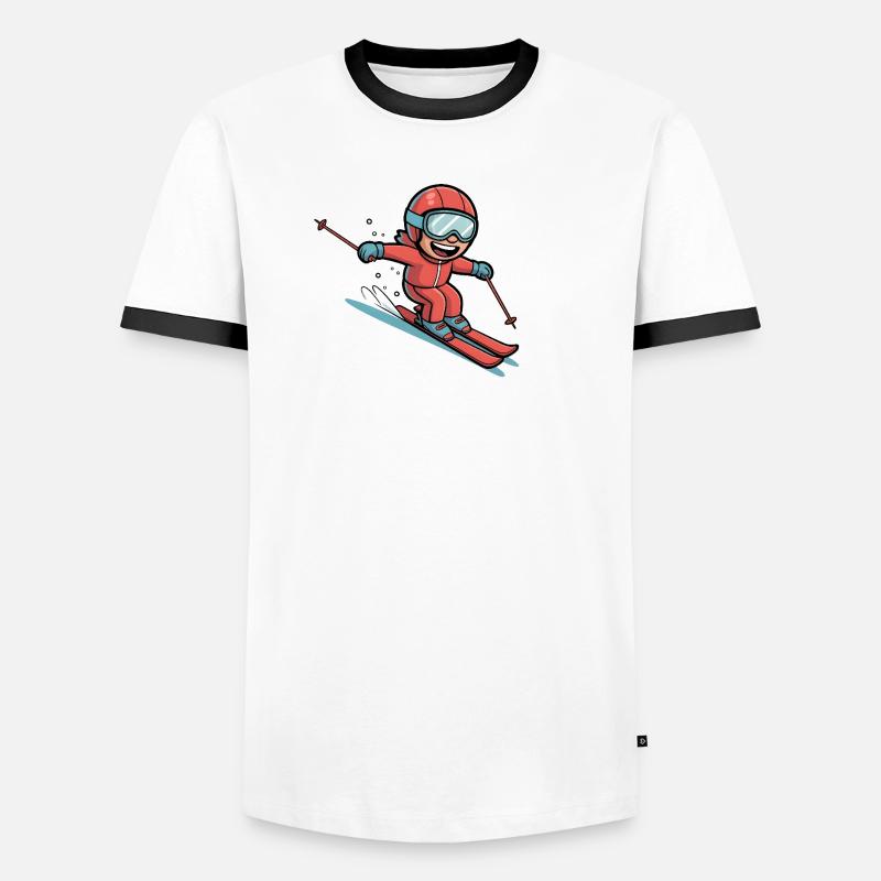 Funny Comic Skier - Men's Ringer Shirt - white/black