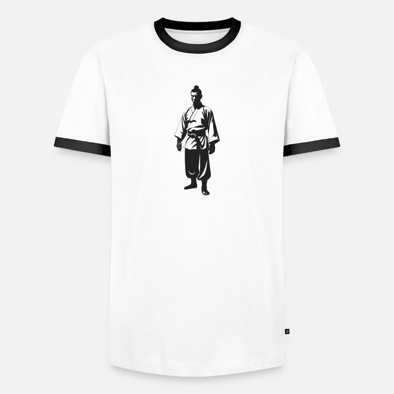 Shaolin Monk - Cool Silhouette Logo - Men's Ringer Shirt - white/black