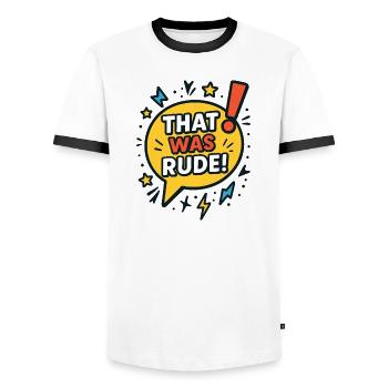 Das war unhöflich! - Männer Kontrast-T-Shirt - Weiß/Schwarz - Vorne - AI Model Female 172 light (172cm) & AI Model Male 178 dark (178cm)