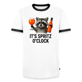 It's Spritz O'Clock Waschbär Party Geschenkidee - Männer Kontrast-T-Shirt - Weiß/Schwarz - Vorne - AI Model Female 172 light (172cm) & AI Model Male 178 dark (178cm)