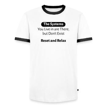The_Systems - Men's Ringer Shirt - white/black - Front - AI Model Female 172 light (172cm) & AI Model Male 178 dark (178cm)