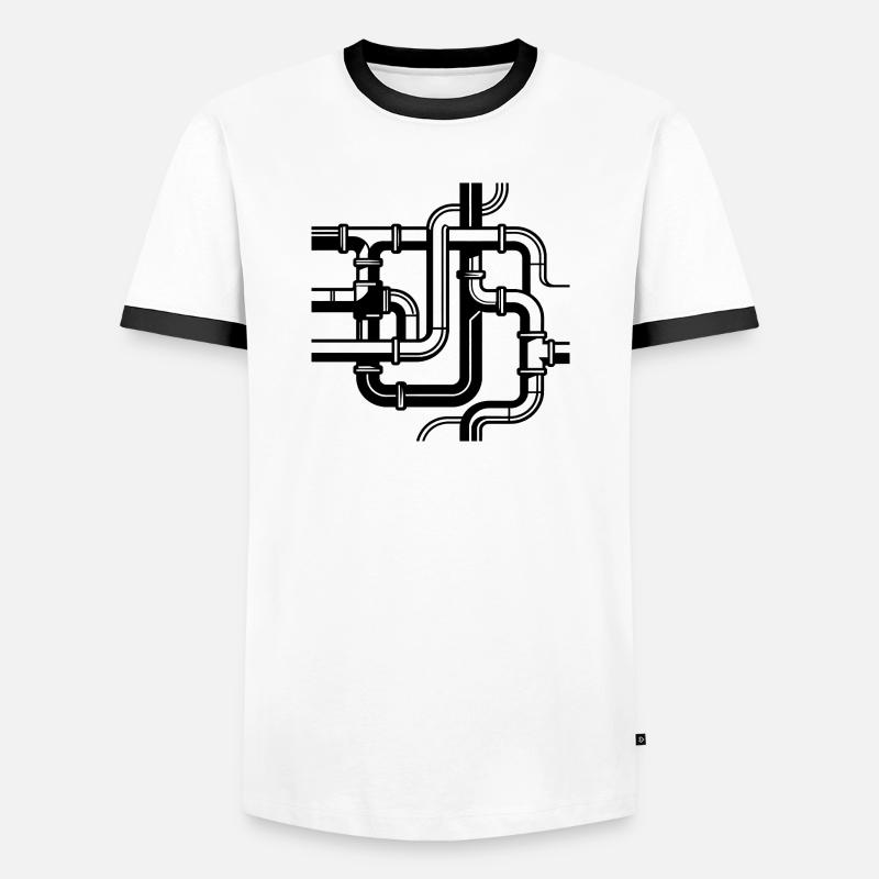 Intertwined Pipe Paths - Men's Ringer Shirt - white/black