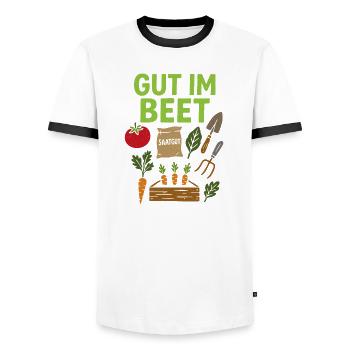 Gut im Beet - Spruch Gemüse, Garten, Obst, Blumen - Männer Kontrast-T-Shirt - Weiß/Schwarz - Vorne - AI Model Female 172 light (172cm) & AI Model Male 178 dark (178cm)