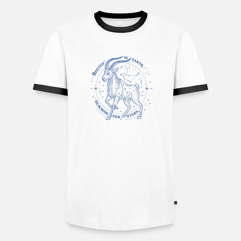 Steinbock Sternzeichen Geschenk – Erde & Sterne Design - Männer Kontrast-T-Shirt - Weiß/Schwarz