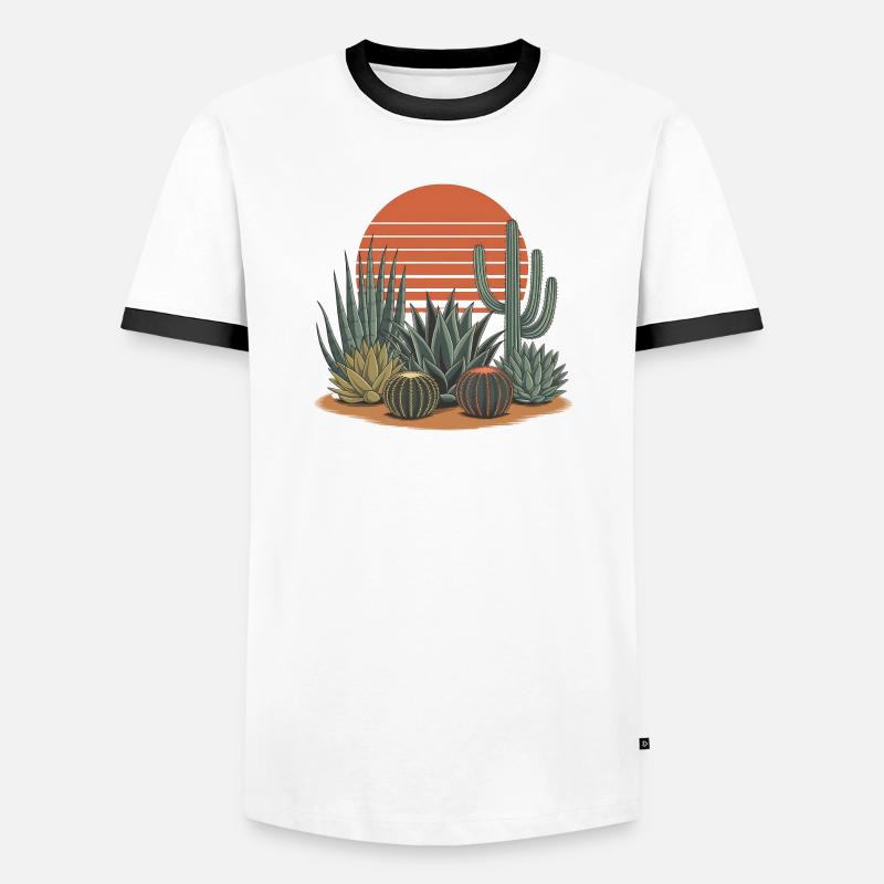 Boho Nature Cacti - Men's Ringer Shirt - white/black
