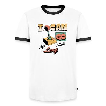 Retro Arcade Joystick I Can Go All Night Long - Männer Kontrast-T-Shirt - Weiß/Schwarz - Vorne - AI Model Female 172 light (172cm) & AI Model Male 178 dark (178cm)